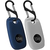 Geiomoo Silicone Case for Tile Pro 2022 Tracker, Soft Flexible Scratch Resistant Cover with Carabiner (2 Pack Navy Blue+Oatme