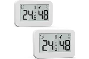 DOOMAY 2-Pack Mini Hygrometer Indoor Thermometer, Humidity Gauge with ℃/℉ Switch, Humidity Meter Digital Temperature Monitor 