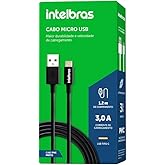 Cabo USB Micro USB 1,2m PVC EUAB 12PP Preto Intelbras