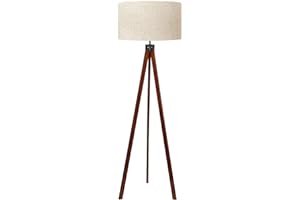 LEPOWER Wood Tripod Floor Lamp, Mid Century Standing Lamp, Modern Design Studying Light for Living Room, Bedroom, Study Room 