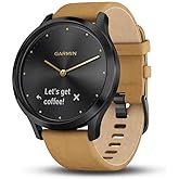 Garmin vivomove HR, Hybrid Smartwatch for Men and Women, Onyx Black with Light Tan Suede Band