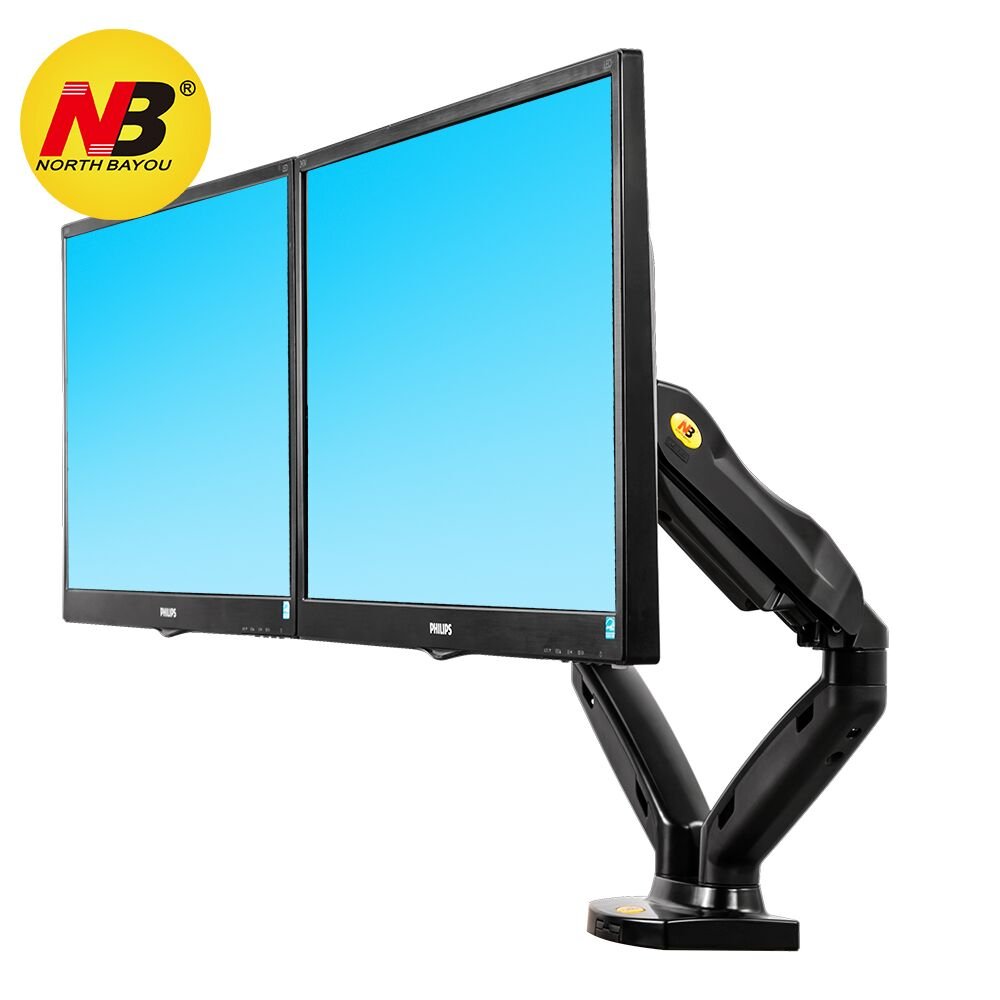 NB North Bayou Dual Monitor Desk Mount Stand Full Motion Swivel Computer Monitor Arm for Two Screens 17-27 Inch with 14.3lbs Loading for Each Display F160