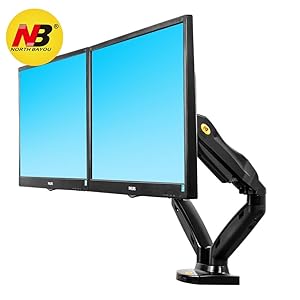 NB North Bayou Dual Monitor Desk Mount Stand Full Motion Swivel Computer Monitor Arm for Two Screens 17-27 Inch with 14.3lbs Loading for Each Display F160