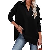 Dokotoo Women's Casual Oversized Half Zip Sweatshirts Long Sleeve Solid Color Pullover Jackets with Pockets