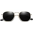 SOJOS Square Polarized Sunglasses for Women Men Small Hexagonal Polygon Mirrored Lens SJ1072