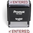 Promot Entered Self Inking Rubber Stamp - Refillable Stampers for Office - Business, Accounting, Bookkeeping, Coding, Legal, 