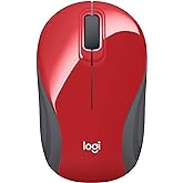 Logitech Wireless Mini Mouse M187 Ultra Portable, 1000 DPI Optical Tracking, 3-Buttons, PC/Mac/Laptop - Red