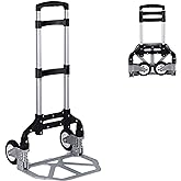 Folding Hand Truck Dolly Aluminum Folding Hand Cart Luggage Trolley Cart Max 175lbs Capacity Dolly Cart, with Telescoping Han