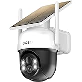 AOSU Solar Camera Security Outdoor - 100% Wire-Free Security Cameras Wireless Outdoor for Home Surveillance with Fixed Solar 