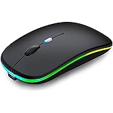 WREANU Wireless Bluetooth Mouse,Rechargeable LED Silent Slim Laptop Mouse,Portable(BT5.2 and USB Receiver) Dual Mode Computer