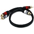 Monoprice 1.5ft Premium 2 RCA Plug/2 RCA Plug M/M 22AWG Cable - Black