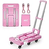 OUNAN 90° Multi-Functional Folding Hand Truck,500lbs Heavy Duty Dolly - Dolly Cart with 6 Wheels & 2 Elastic Ropes, Hand Cart