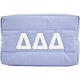 Sorority Shop Delta Delta Delta Makeup Bag - Puffer Style with Sorority Letters, Travel Cosmetic Bag with Zipper Closure, Per