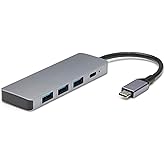 Amazon Basics USB 3.2/3.1 Gen 2 Hub Dock, 10Gbps, USB-C to 1xUSB-C / 3xUSB-A Works with Windows/Mac, Silver, Black