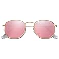 SOJOS Square Polarized Sunglasses for Women Men Small Hexagonal Polygon Mirrored Lens SJ1072