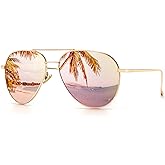 SUNGAIT Women's Lightweight Oversized Aviator Sunglasses - Mirrored Polarized Lens