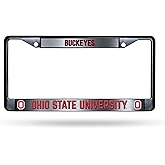 Ohio State University Buckeyes NCAA Big 10 Premium Zinc Alloy License Plate Frame - 2 Screw Hole Tag Holder - Team Cheer with