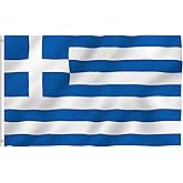 Anley Fly Breeze 3x5 Foot Greece Flag - Vivid Color and Fade proof - Canvas Header and Double Stitched - Greek National Flags