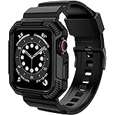 OROBAY Compatible with Apple Watch Band 45mm/44mm/42mm-Series 3/2/1 with Case, Shockproof Rugged Band Strap for iWatch SE2 SE