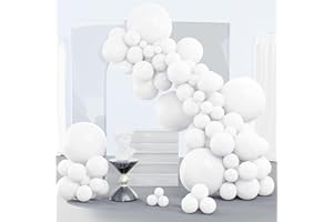 PartyWoo White Balloons, 140 pcs Matte White Balloons Different Sizes Pack of 18 Inch 12 Inch 10 Inch 5 Inch White Balloons f