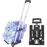 Folding Hand Truck Aluminum Telescopic Rod Foldable Roller Shopping Trolley Collapsible 2 Wheel Trolley Expandable Large Chas