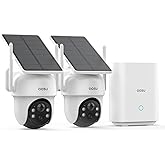 AOSU Security Cameras Outdoor Wireless, 2 Cam-Kit, No Subscription, Solar-Powered, Home Security Cameras System with 360° Pan