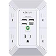 Wall Charger, Surge Protector, QINLIANF 5 Outlet Extender with 4 USB Charging Ports (4.8A Total) 3-Sided 1680J Power Strip Mu