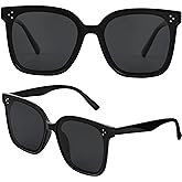 Yaserra Trendy TAC Polarized Square Sunglasses for Women Men, Oversized Lightweight TR90 Frame UV400 Protection