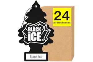 LITTLE TREES Air Fresheners Car Air Freshener. Hanging Tree Provides Long Lasting Scent for Auto or Home. Black Ice, 24 Air F