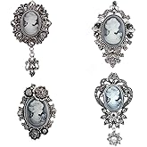 Ezing Vintage Princess Frame Crystal Cameo Brooches Pins Set for Women