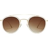 SOJOS Retro Round Double Bridge Polarized Sunglasses for Women Men Vintage Circle UV400 Sunnies SJ1104