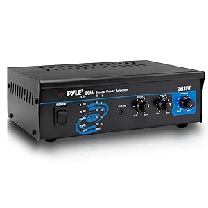 Pyle 2x120 Watt Home Audio Speaker Power Amplifier - Portable Dual Channel Surround Sound Stereo Receiver - For Amplified Subwoofer Speakers, DVD, MP3, iPhone, Computer, Theater via 3.5mm RCA - PCA4