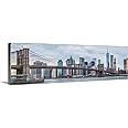 CANVAS ON DEMAND Panoramic View of New York City Skyline with Brooklyn Bridge Canvas Wall Art Print by Circle Capture, Home D