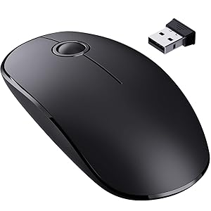 VicTsing [Upgraded] Slim Wireless Mouse, 2.4G Silent Laptop Mouse with Nano Receiver, Ergonomic Wireless Mouse for Laptop, Portable Mobile Optical Mice for Laptop, PC, Computer, Notebook, Mac - Black