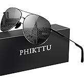 phikttu Sunglasses Men Polarized Aviator Sunglasses for Men Women Fishing Driving Sun glasses Metal Frame UV400 Protection