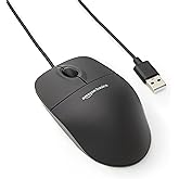 Amazon Basics Responsive and Precise 3-Button Wired USB Computer Mouse with Scrolling and Tracking, Single, Black