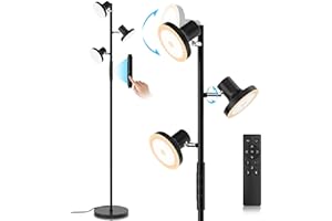 SIBRILLE 36W LED Tree Floor Lamp, Modern Dimmable Standing Lamp with Remote & Touch Control, 4 Color Temperatures, 3 Rotatabl