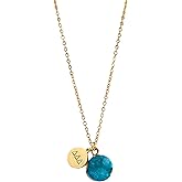 Sorority Shop DDD Necklace - Delta Delta Delta Light Blue Druzy Gemstone Necklace With Engraved Pendant – 14K Gold Dipped Jew