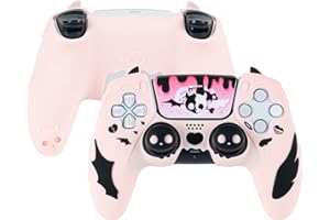 GeekShare Conjunto de películas de controle PS5, capa protetora de silicone antiderrapante para controle sem fio PS5, com 2 t