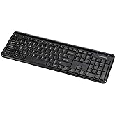 Amazon Basics 2.4GHz Wireless Keyboard with Numeric Keypad, Quiet and Compact US Layout (QWERTY), Black, Modern