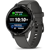 Garmin Venu 3S Slate Stainless Steel Bezel 1.2-Inch AMOLED Touchscreen Display Smart Watch with 41mm Pebble Gray Case and Sil