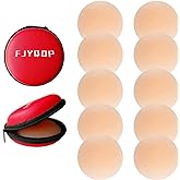 FJYQOP Silicone Nipple Covers - 5 Pairs, Women's Reusable Adhesive Invisible Pasties Nippleless Covers Round