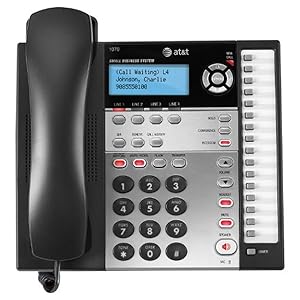 AT&T 1070 4-Line Expandable Corded Phone System with Caller ID/Call Waiting and Speakerphone, 1 Handset, Black/Silver