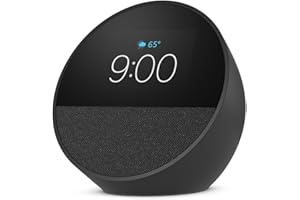 All-new Amazon Echo Spot (2024 release), Smart alarm clock with vibrant sound + Alexa, Black