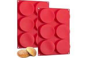 Moldes para panecillos de hamburguesa, paquete de 2 moldes de silicona para hornear, molde de silicona de 4 pulgadas, molde d