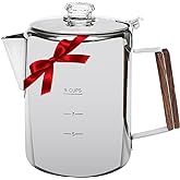 MEREZA Camping Coffee Pot Stovetop Coffee Maker Percolator Campfire Coffee Pot Stainless Steel Coffee Pot Camping Outdoors Ho