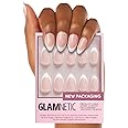 Glamnetic Press On Nails - Ma Damn | French Tip , UV Finish Short Pointed Almond Shape, Reusable Semi-Transparent Nails in 12