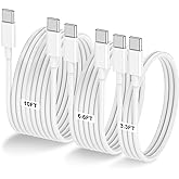 3-Pack [3.3FT+6.6FT+10FT] 60W USB C to USB C Cable, Type C to Type C Cable,Fast Charging Cable for iPhone 16 15 Pro Plus Pro 