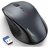 TECKNET Wireless Mouse, 2.4G USB Computer Mouse with 6-Level Adjustable 4800 DPI, 30 Months Battery, Ergonomic Grips, 6 Butto