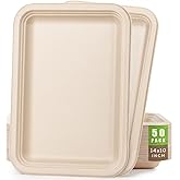 Gezond 50 Pack 14 Inch Disposable Food Trays Eco-friendly Heavy-Duty Large Paper Plates Compostable Sugarcane Platters for Cr